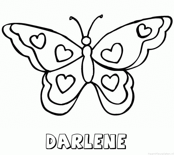 Darlene vlinder hartjes kleurplaat