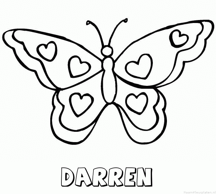 Darren vlinder hartjes kleurplaat