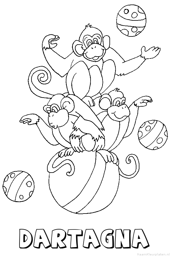 Dartagna apen circus kleurplaat