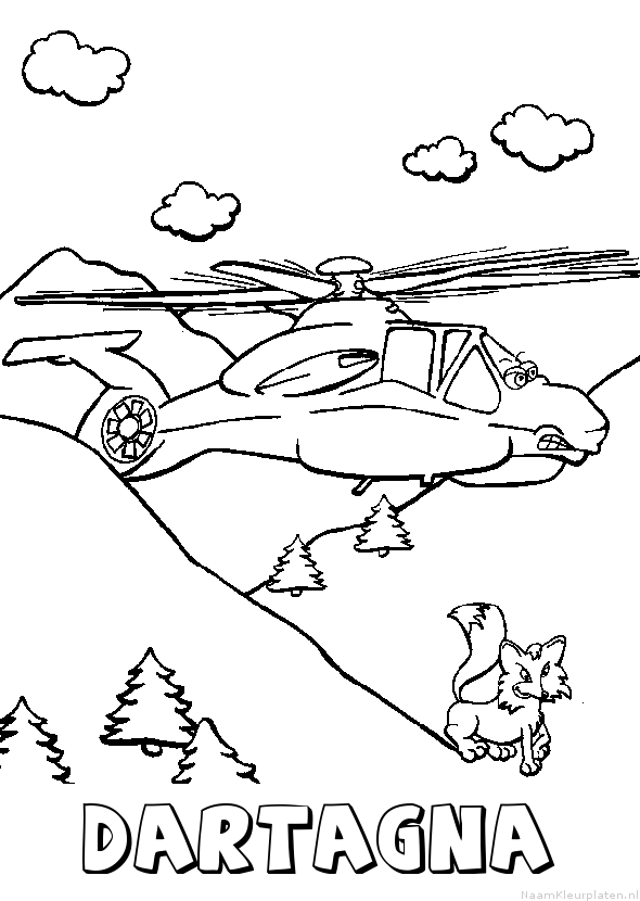Dartagna helikopter kleurplaat