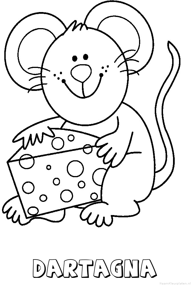 Dartagna muis kaas kleurplaat
