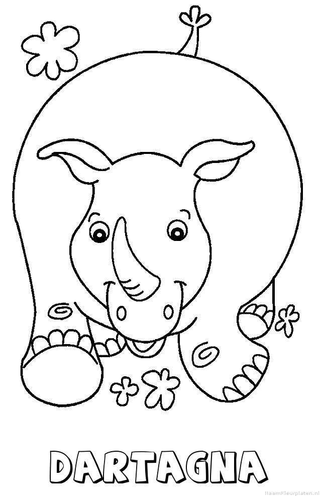 Dartagna neushoorn kleurplaat
