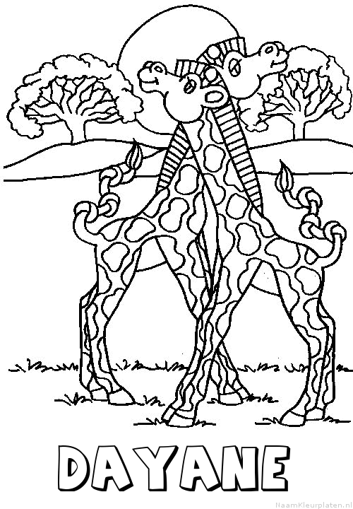 Dayane giraffe koppel kleurplaat