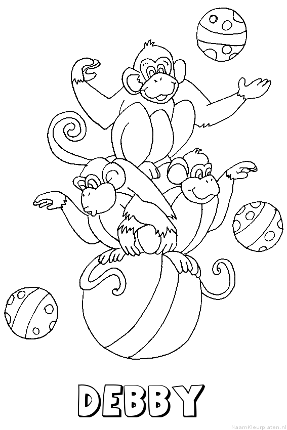 Debby apen circus kleurplaat