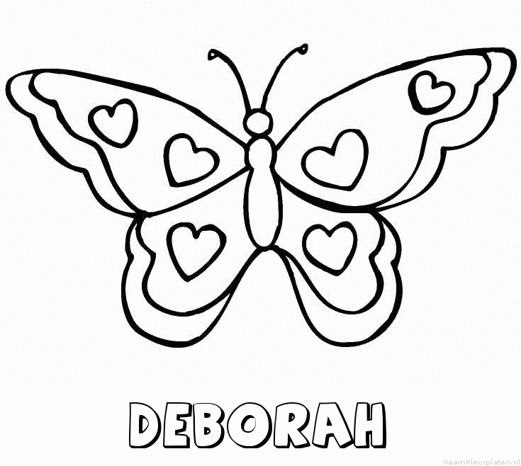 Deborah vlinder hartjes kleurplaat