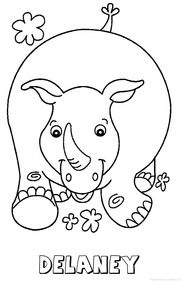 Delaney neushoorn kleurplaat