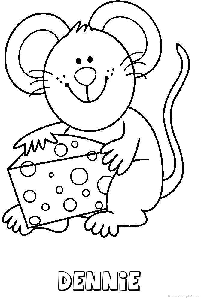 Dennie muis kaas kleurplaat