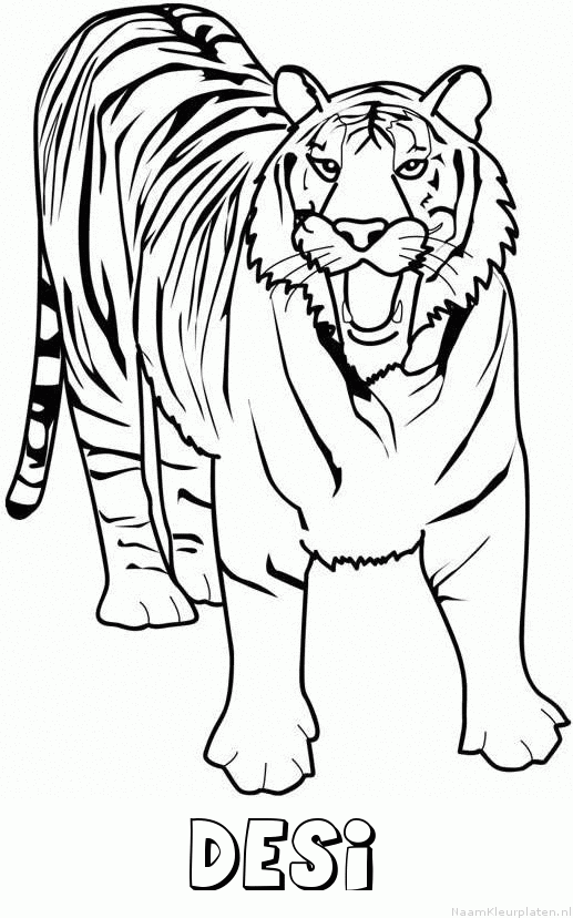Desi tijger 2 kleurplaat
