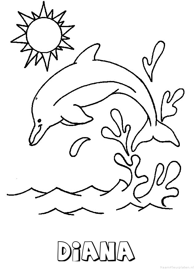 Diana dolfijn kleurplaat