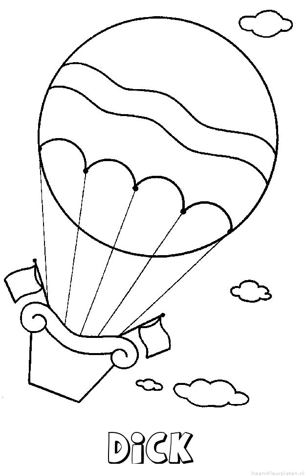 Dick luchtballon kleurplaat