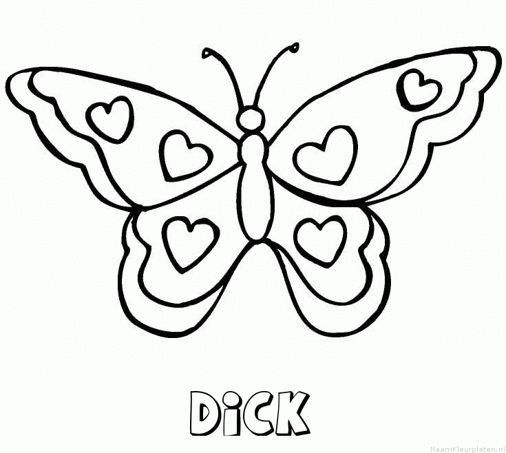 Dick vlinder hartjes kleurplaat