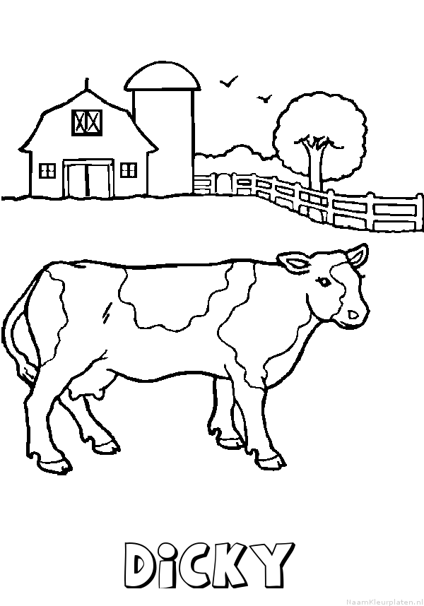 Dicky koe kleurplaat