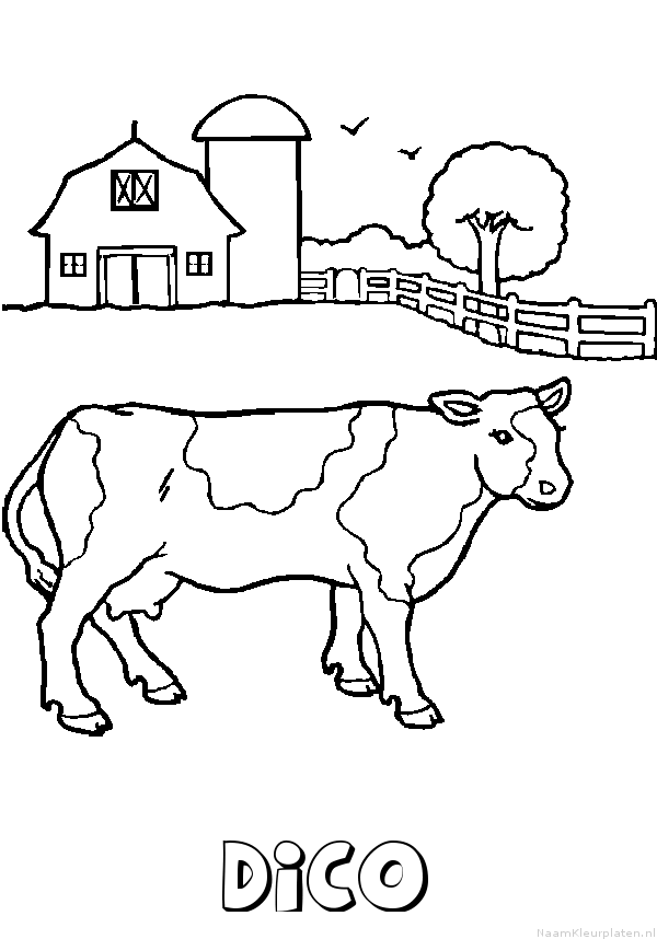 Dico koe kleurplaat