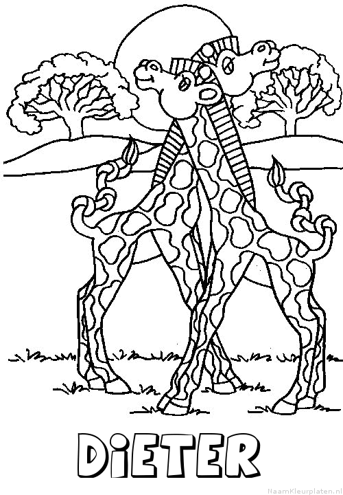 Dieter giraffe koppel kleurplaat
