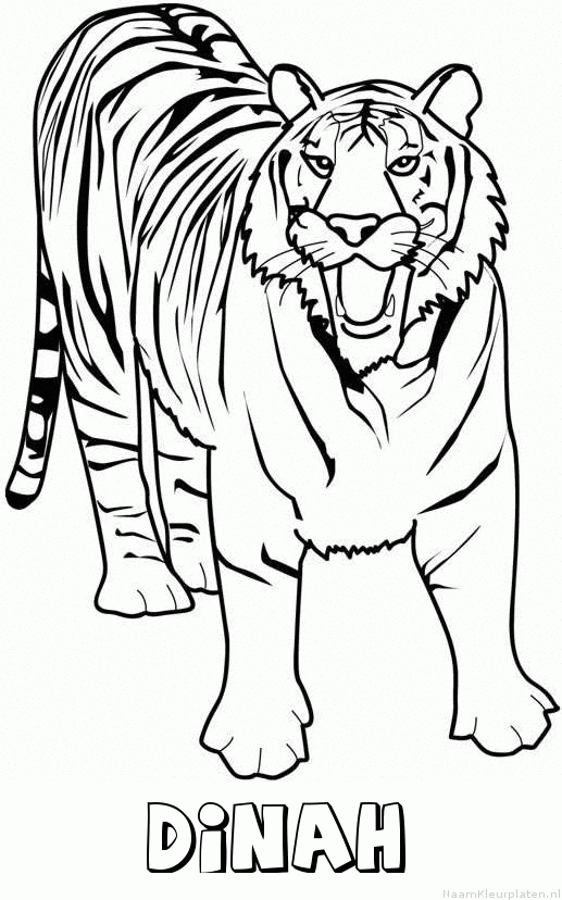 Dinah tijger 2 kleurplaat
