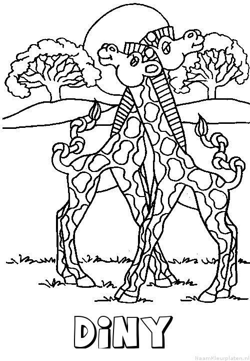 Diny giraffe koppel kleurplaat