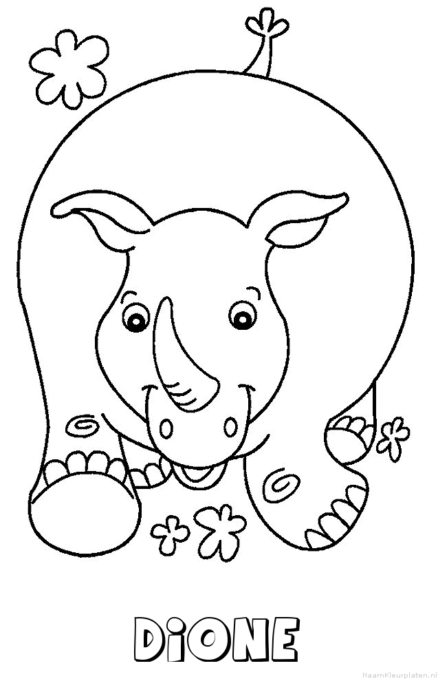 Dione neushoorn kleurplaat