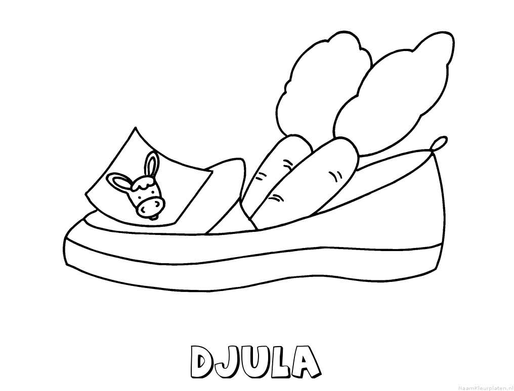 Djula schoen zetten kleurplaat