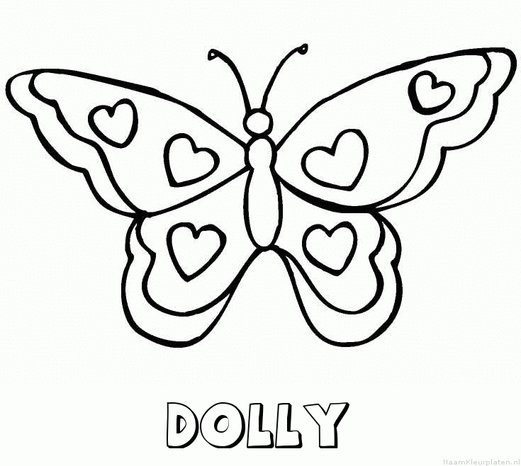 Dolly vlinder hartjes kleurplaat