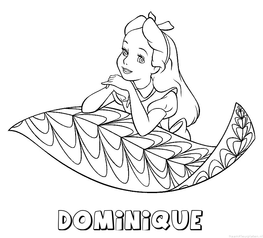 Dominique alice in wonderland kleurplaat