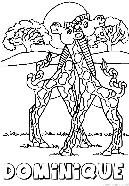 Dominique giraffe koppel kleurplaat