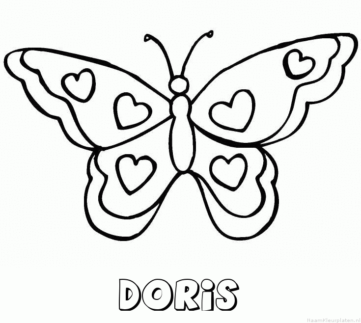 Doris vlinder hartjes kleurplaat