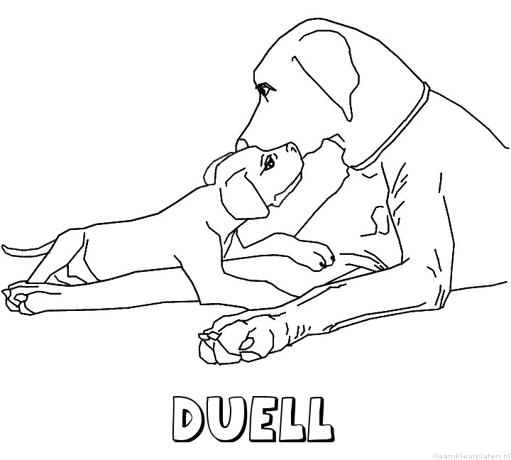 Duell hond puppy kleurplaat