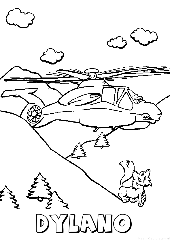 Dylano helikopter kleurplaat
