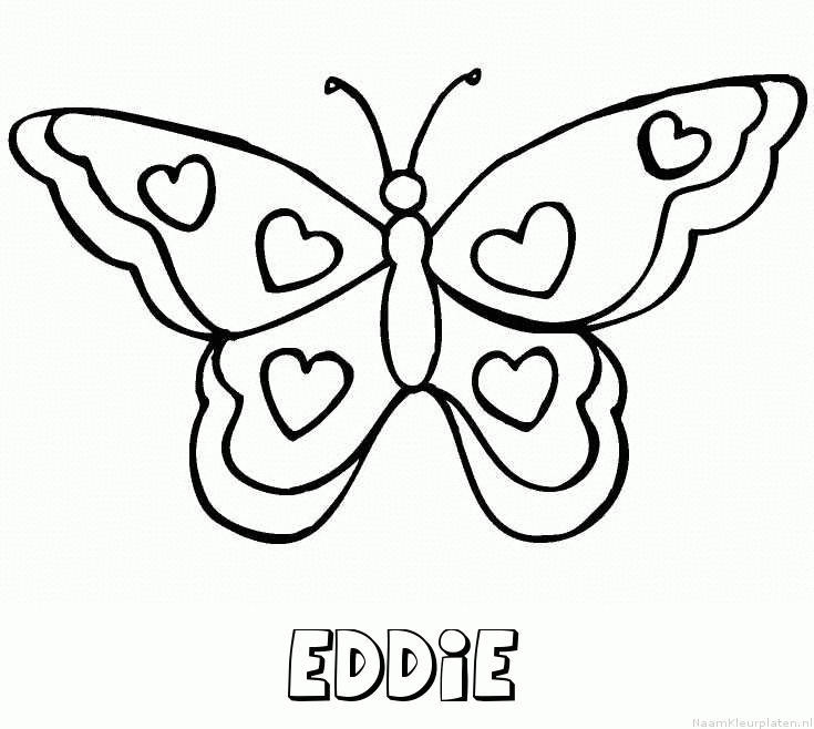 Eddie vlinder hartjes kleurplaat