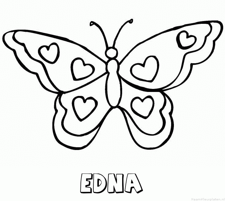 Edna vlinder hartjes kleurplaat
