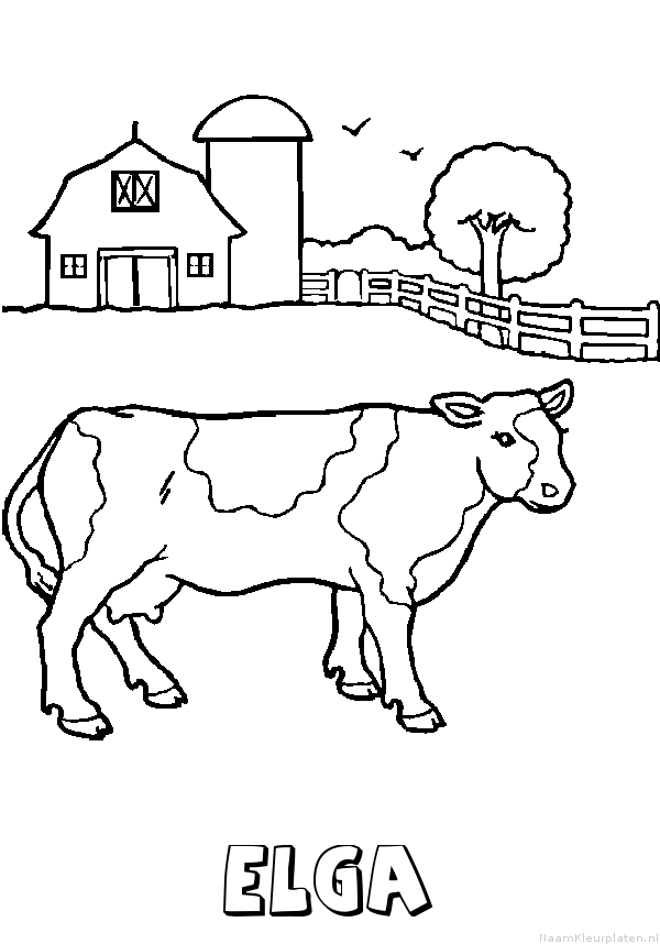 Elga koe kleurplaat