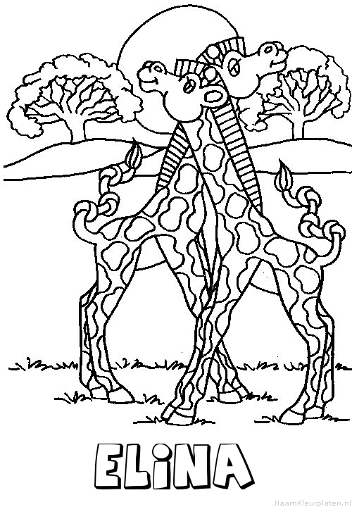 Elina giraffe koppel kleurplaat