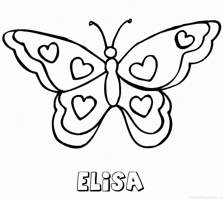 Elisa vlinder hartjes kleurplaat