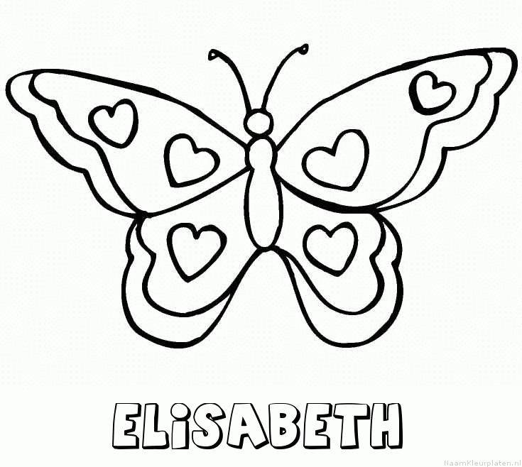 Elisabeth vlinder hartjes kleurplaat