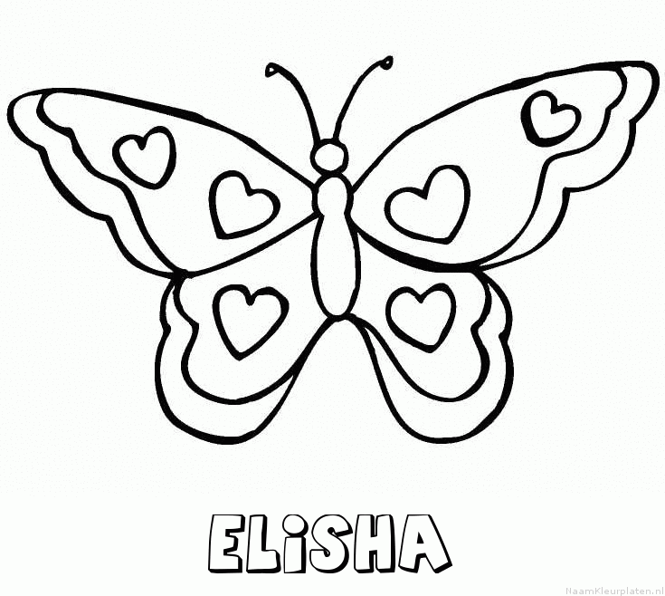 Elisha vlinder hartjes kleurplaat