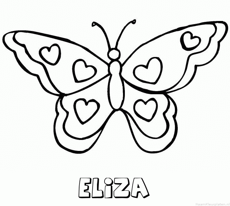 Eliza vlinder hartjes kleurplaat