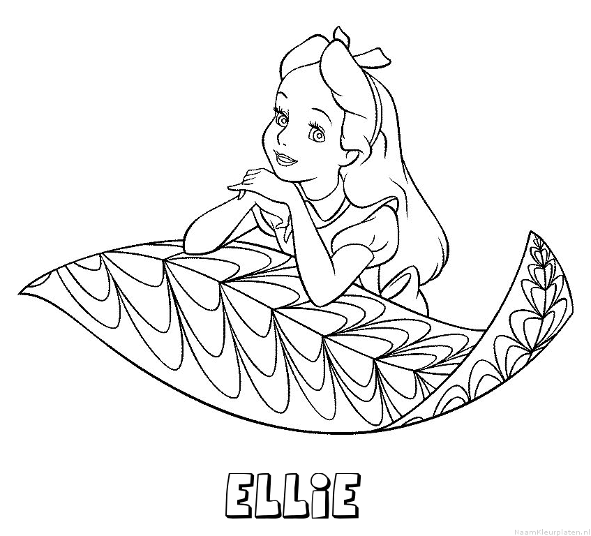 Ellie alice in wonderland kleurplaat