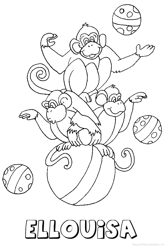 Ellouisa apen circus kleurplaat