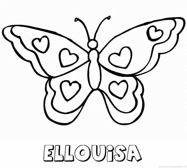 Ellouisa vlinder hartjes kleurplaat