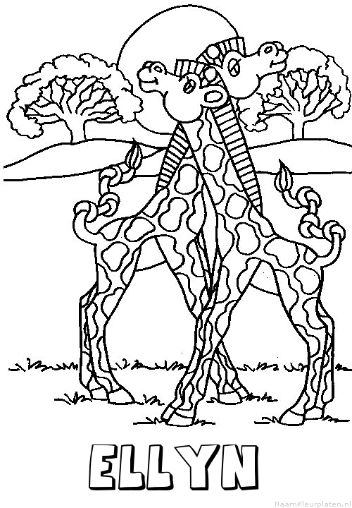 Ellyn giraffe koppel kleurplaat