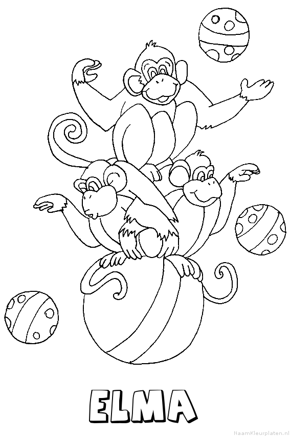 Elma apen circus kleurplaat
