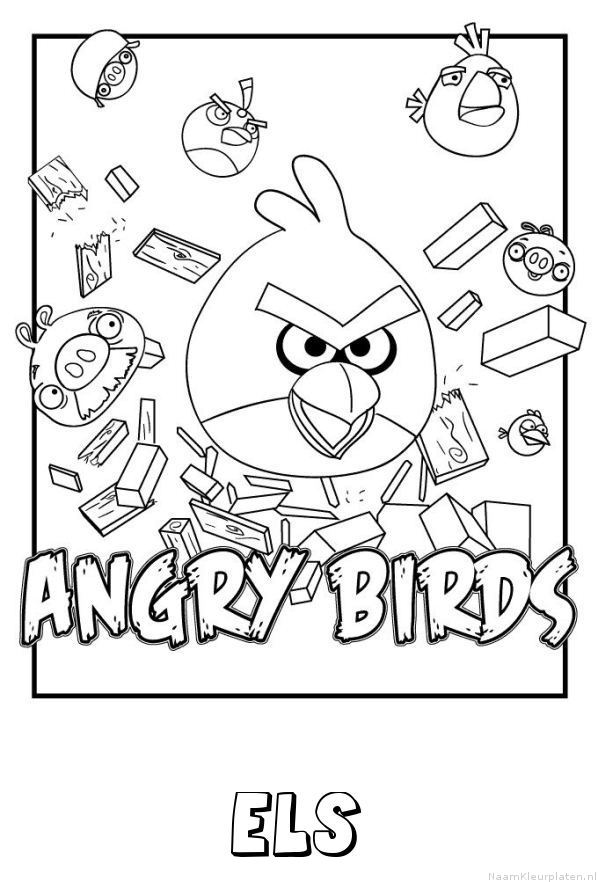 Els angry birds kleurplaat