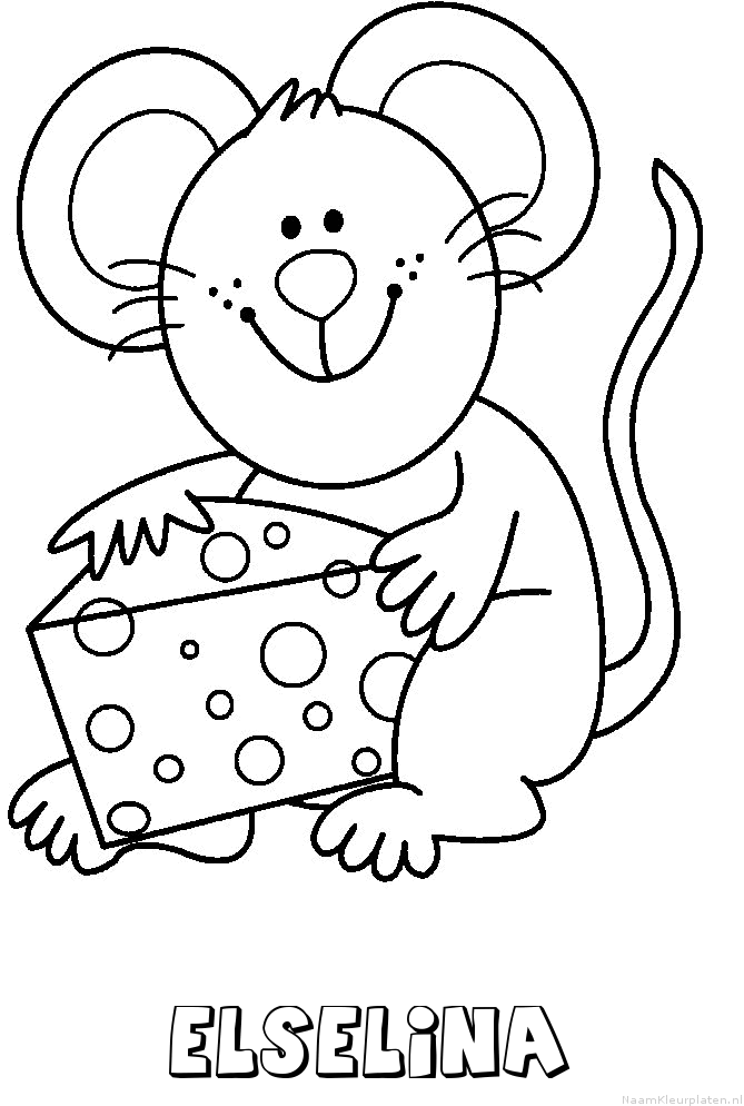 Elselina muis kaas kleurplaat