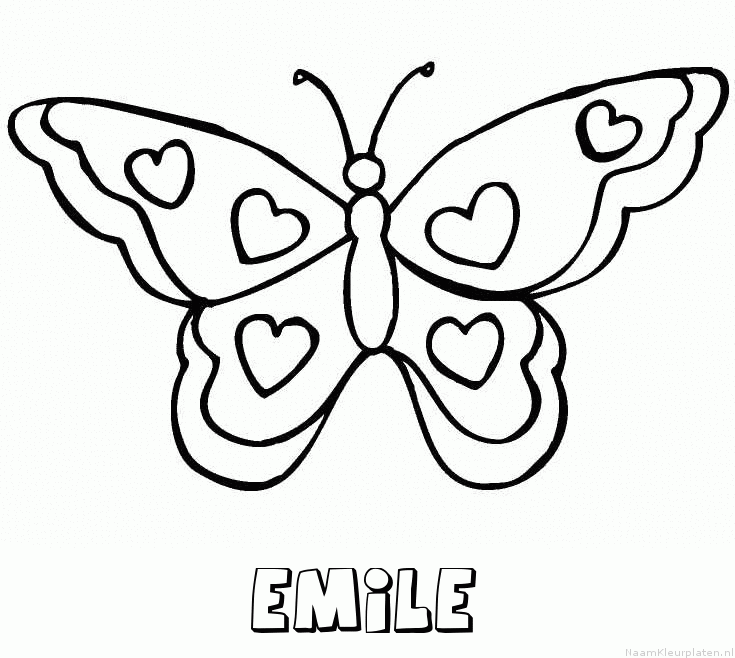 Emile vlinder hartjes kleurplaat