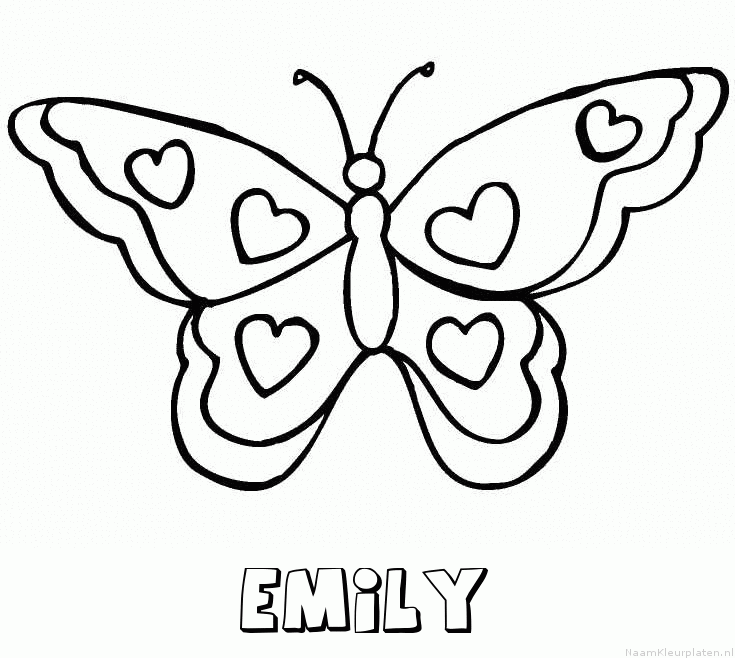 Emily vlinder hartjes kleurplaat