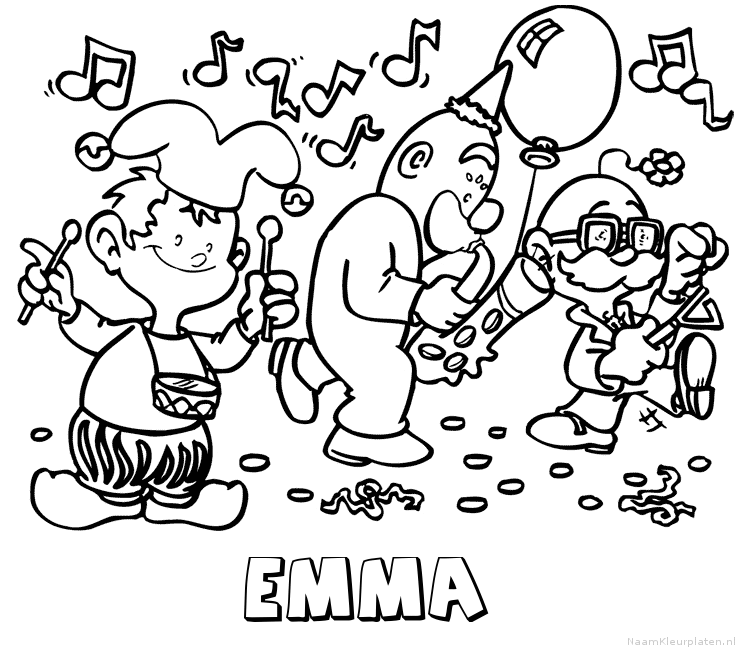 Emma carnaval kleurplaat