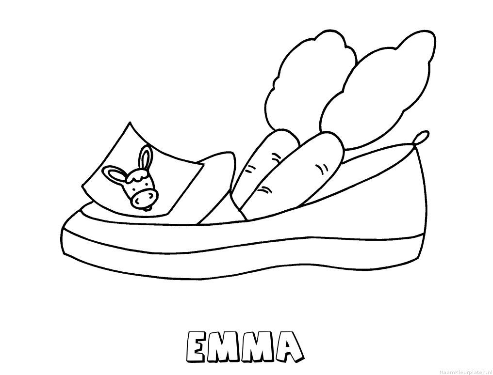 Emma schoen zetten kleurplaat