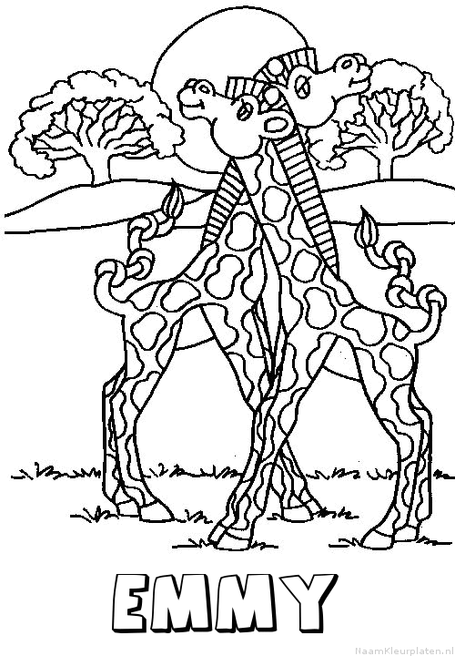 Emmy giraffe koppel kleurplaat