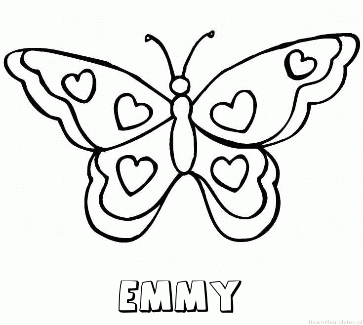 Emmy vlinder hartjes kleurplaat