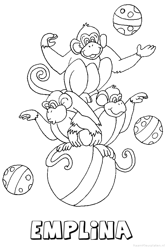 Emplina apen circus kleurplaat